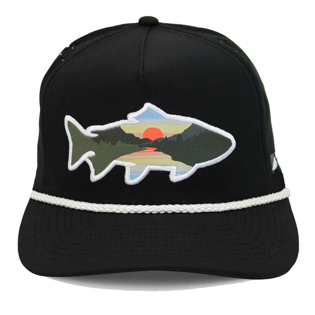 Sunset Fish Silhouette Cap - 5-Panel Performance Rope Cap