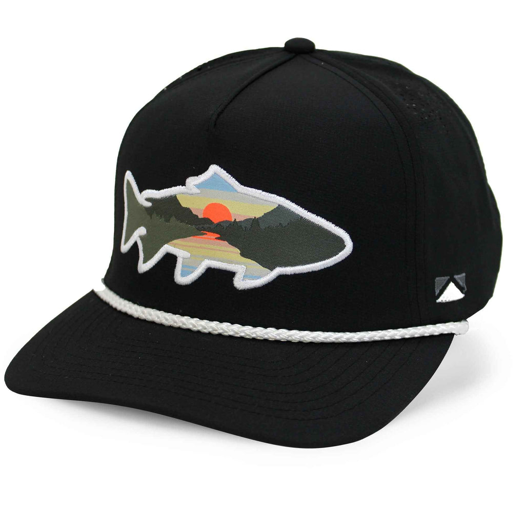 Sunset Fish Silhouette Cap - 5-Panel Performance Rope Cap