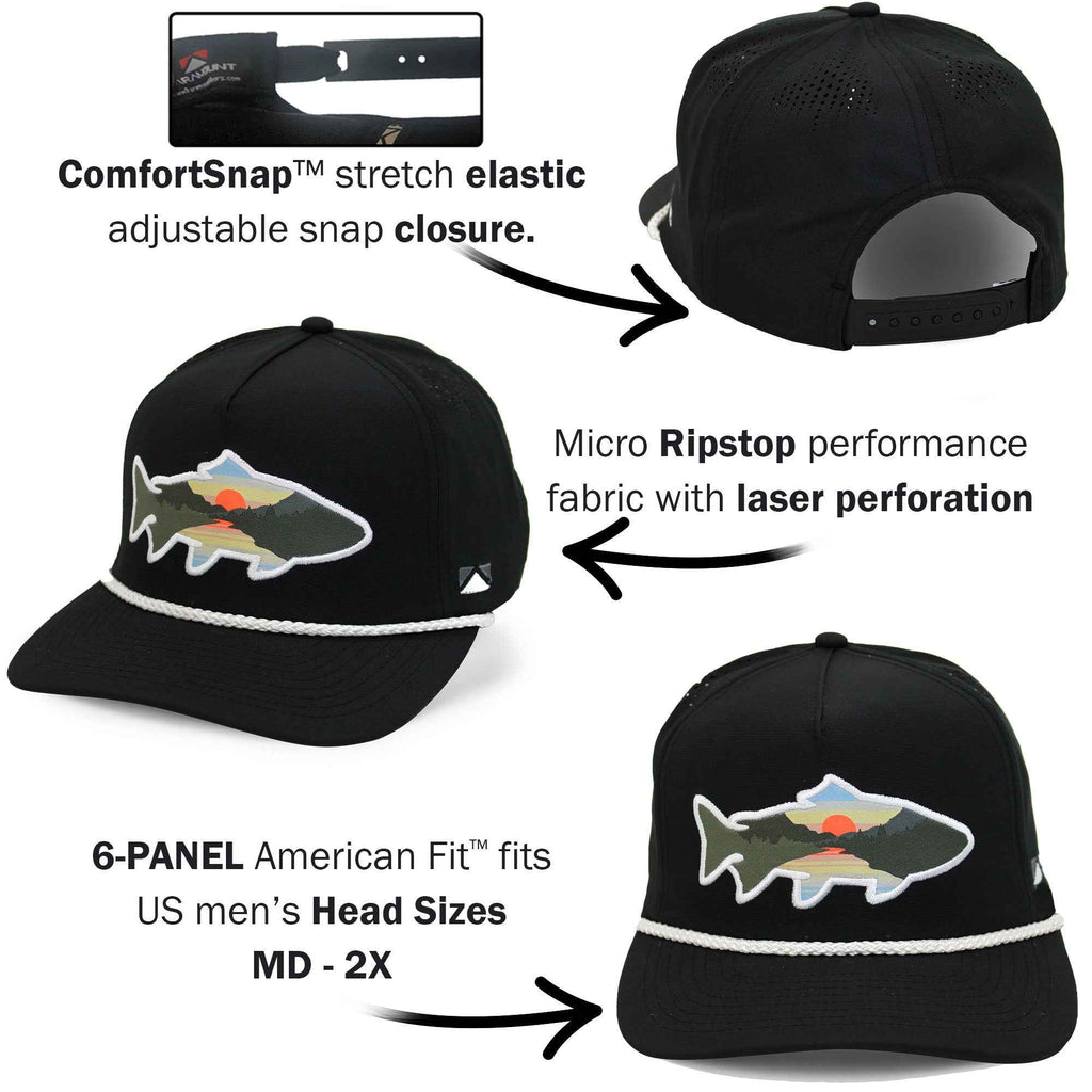 Sunset Fish Silhouette Cap - 5-Panel Performance Rope Cap