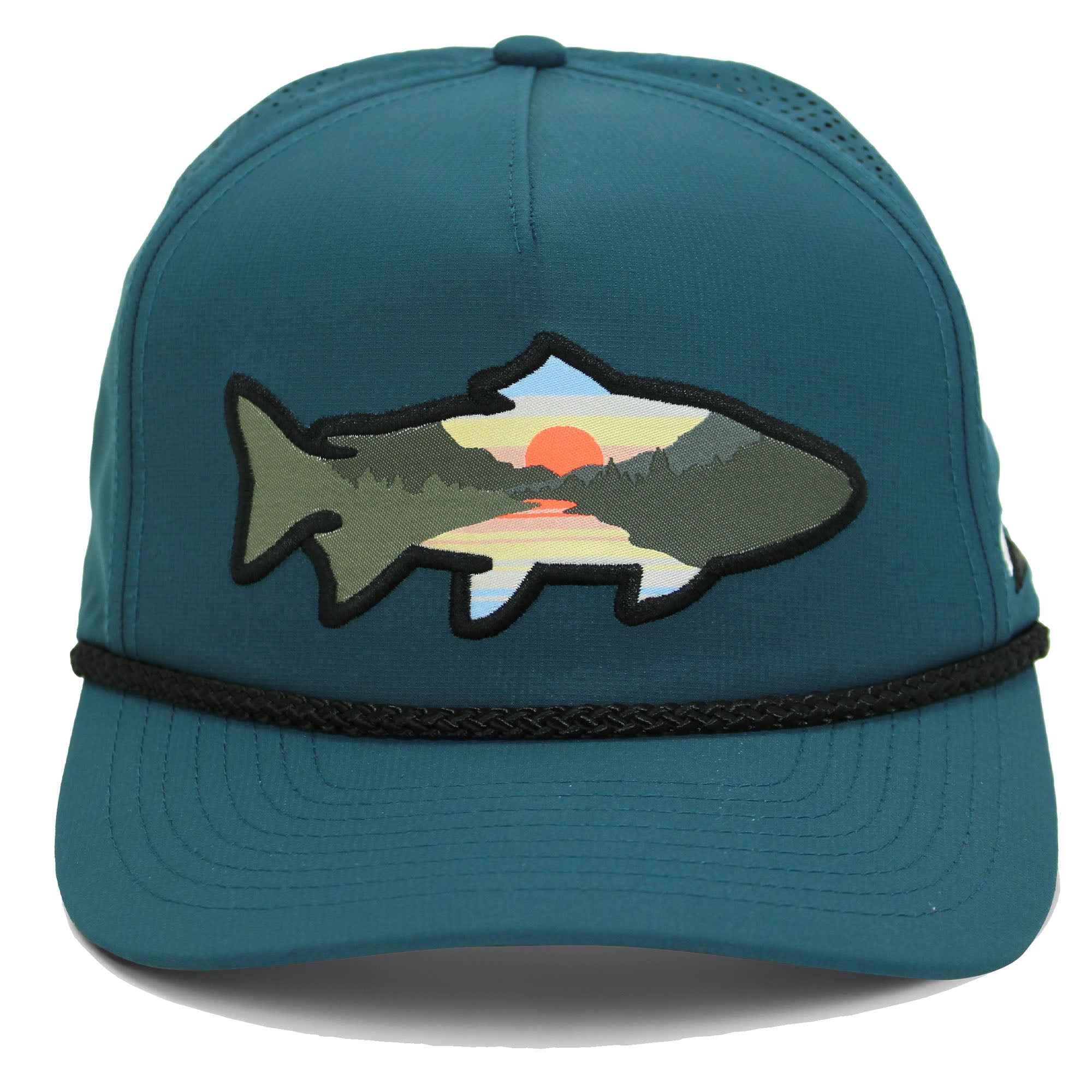 Sunset Fish Silhouette Cap - 5-Panel Performance Rope Cap
