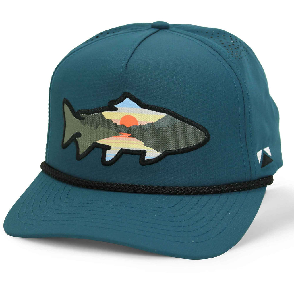Sunset Fish Silhouette Cap - 5-Panel Performance Rope Cap