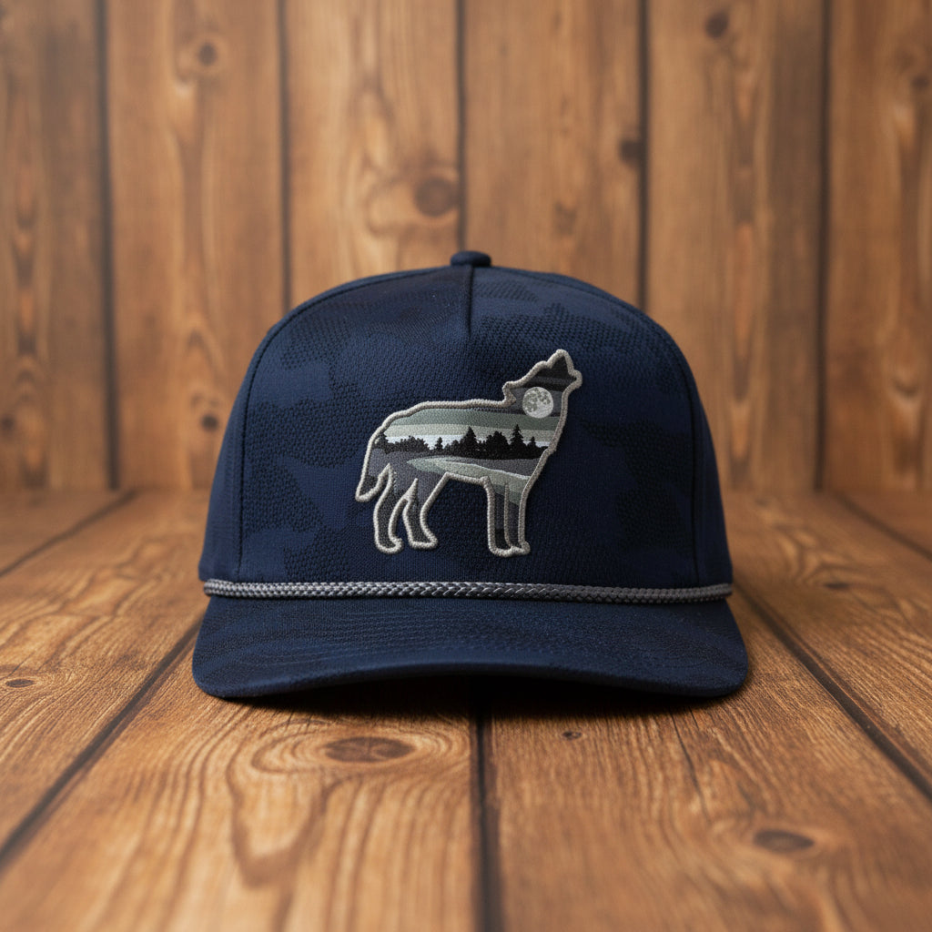 Wolf Howl Cloud Texture Snap-Back 5-Panel Rope Cap