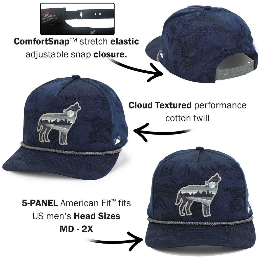 Wolf Howl Cloud Texture Snap-Back 5-Panel Rope Cap