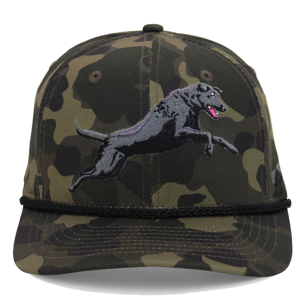 Black Lab Performance Rope Cap — Dark Old School Camo Hunting Hat