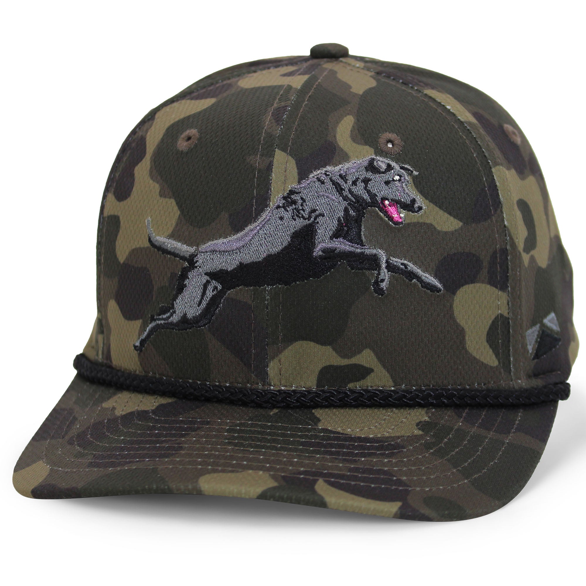 Black Lab Performance Rope Cap — Dark Old School Camo Hunting Hat