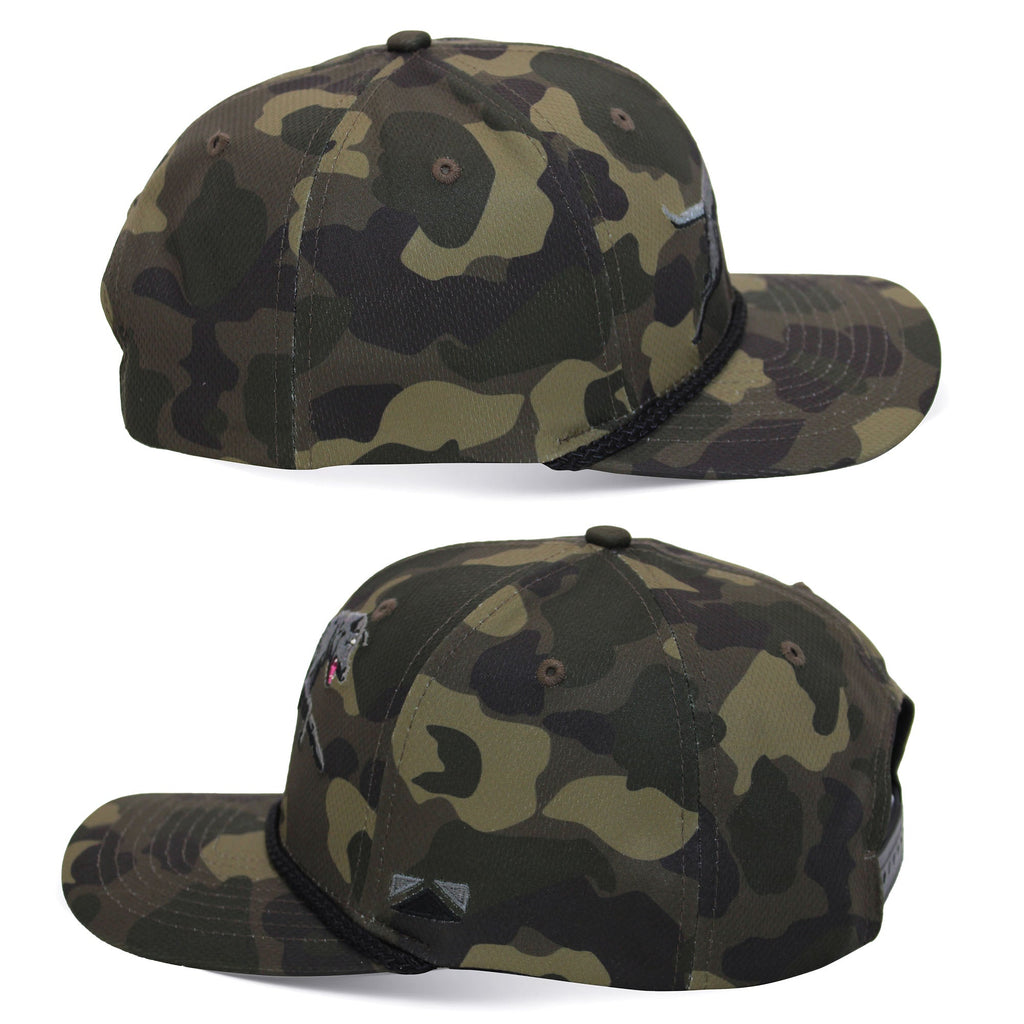 Black Lab Performance Rope Cap — Dark Old School Camo Hunting Hat