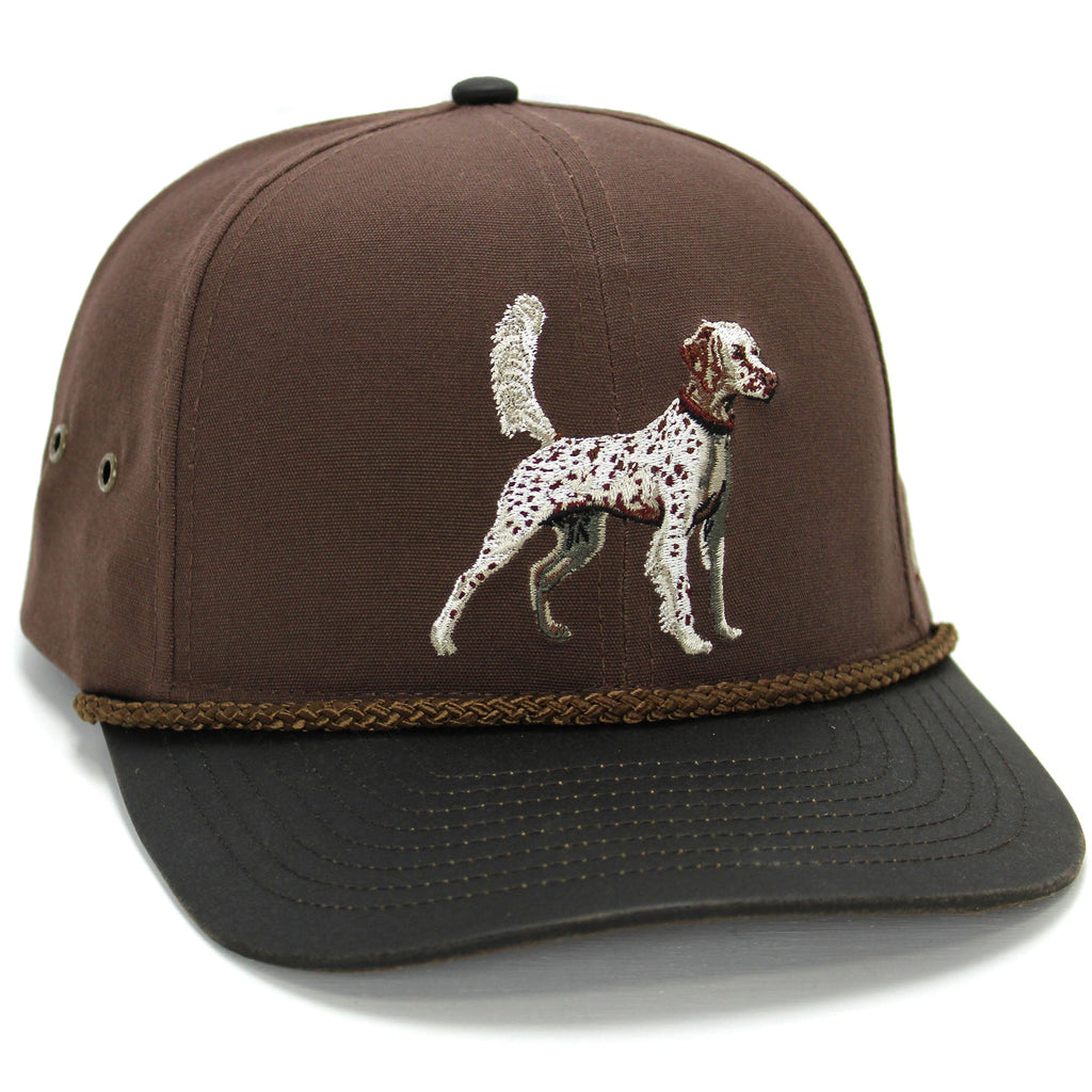 English Setter Rope Cap — Vintage Wax Cloth Visor Bird Dog Hunting Hat
