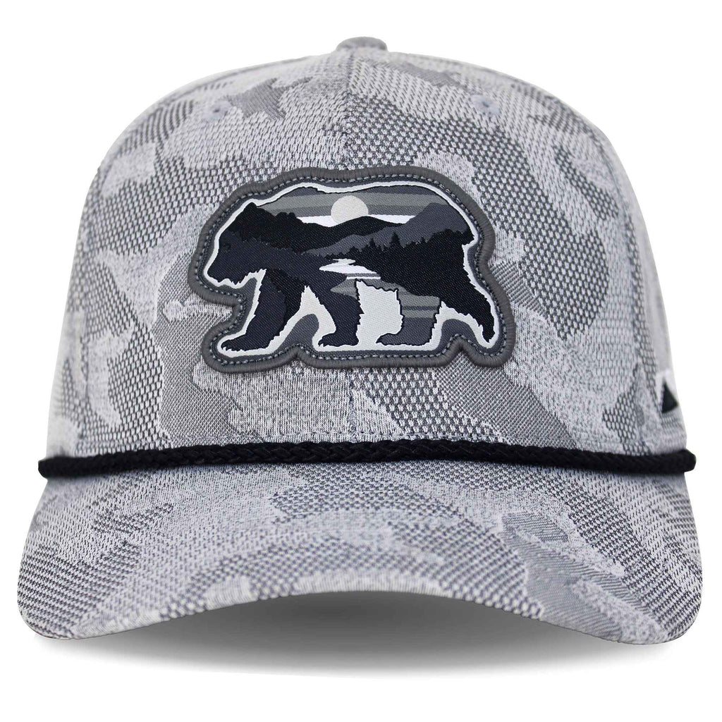 Sunset Bear Trucker Hat with Cloud Texture - 5-Panel Design