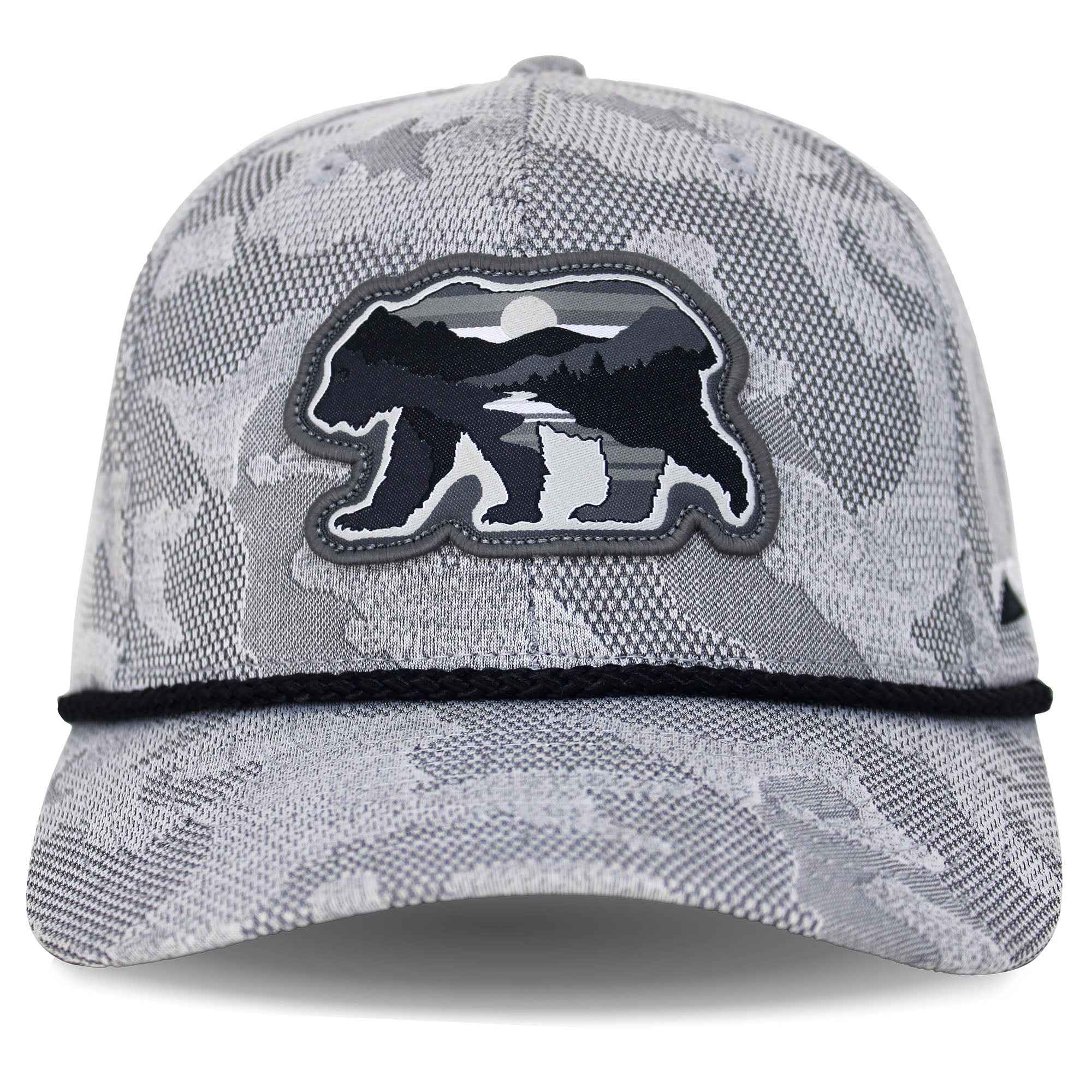 Sunset Bear Trucker Hat with Cloud Texture - 5-Panel Design