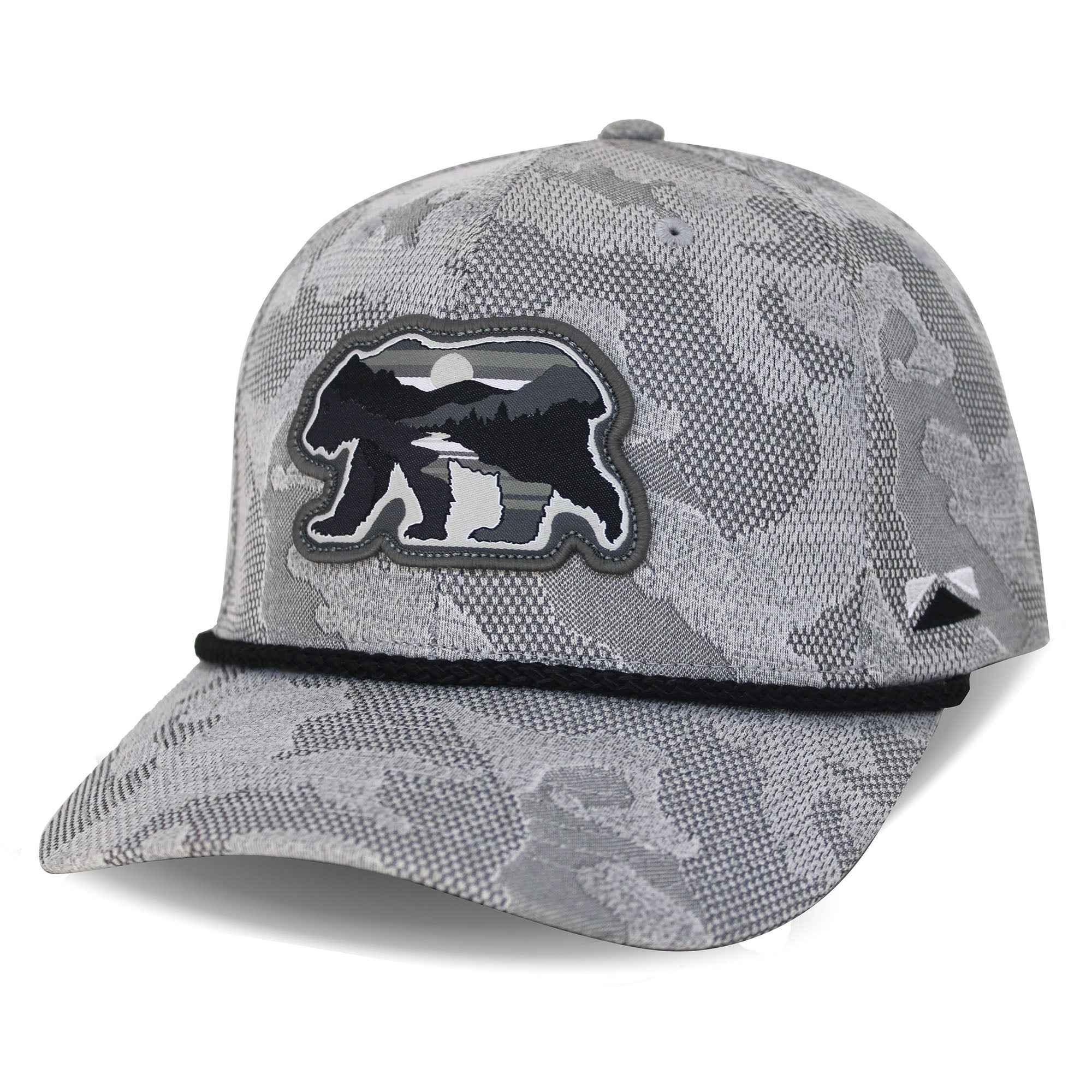 Sunset Bear Trucker Hat with Cloud Texture - 5-Panel Design