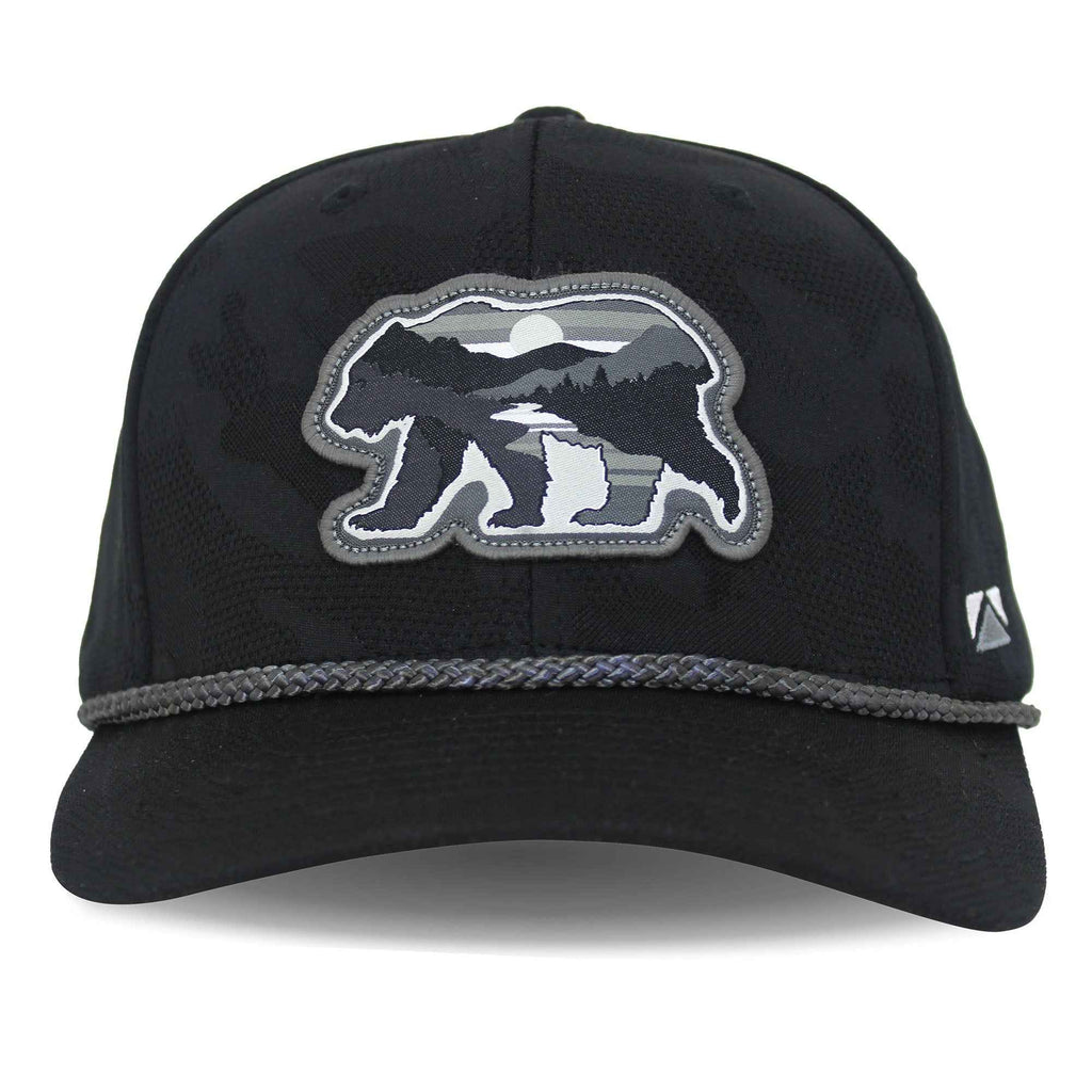 Sunset Bear Trucker Hat with Cloud Texture - 5-Panel Design