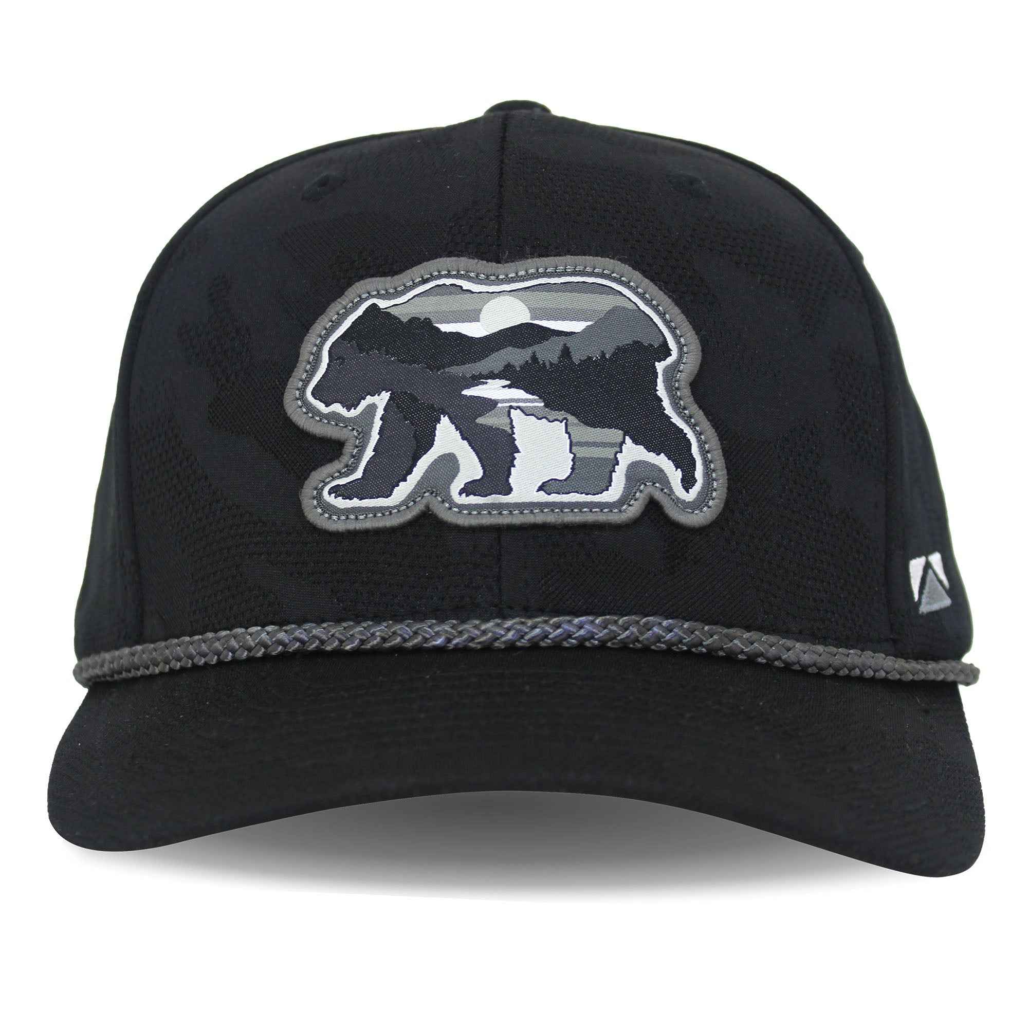 Sunset Bear Trucker Hat with Cloud Texture - 5-Panel Design