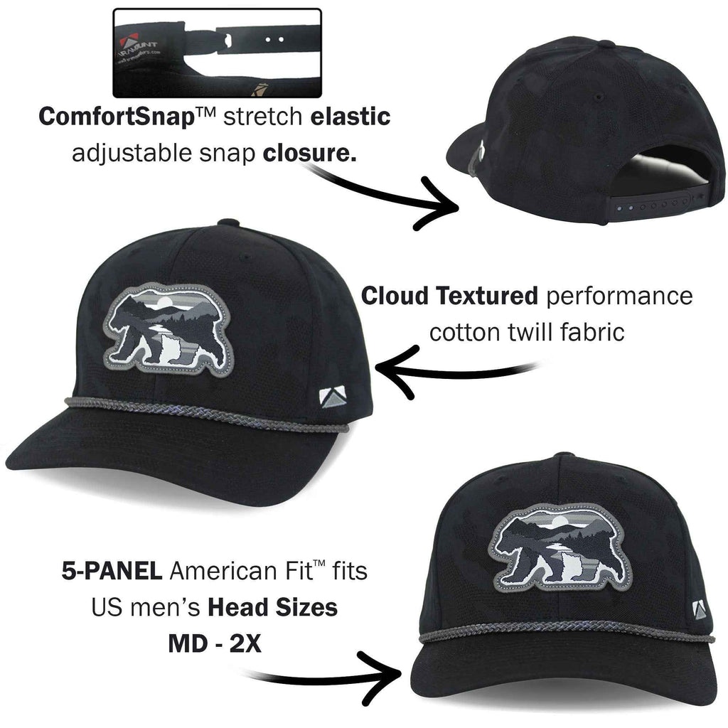 Sunset Bear Trucker Hat with Cloud Texture - 5-Panel Design