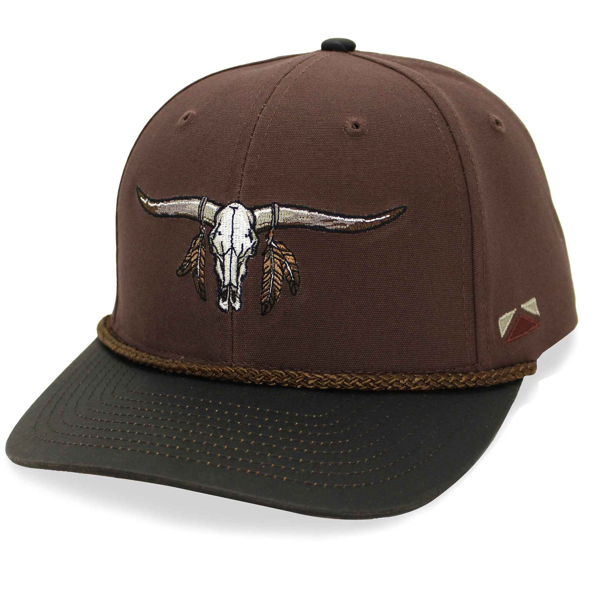 Longhorn Vintage, Snap-Back 6-Panel Hat with Wax Cloth Visor