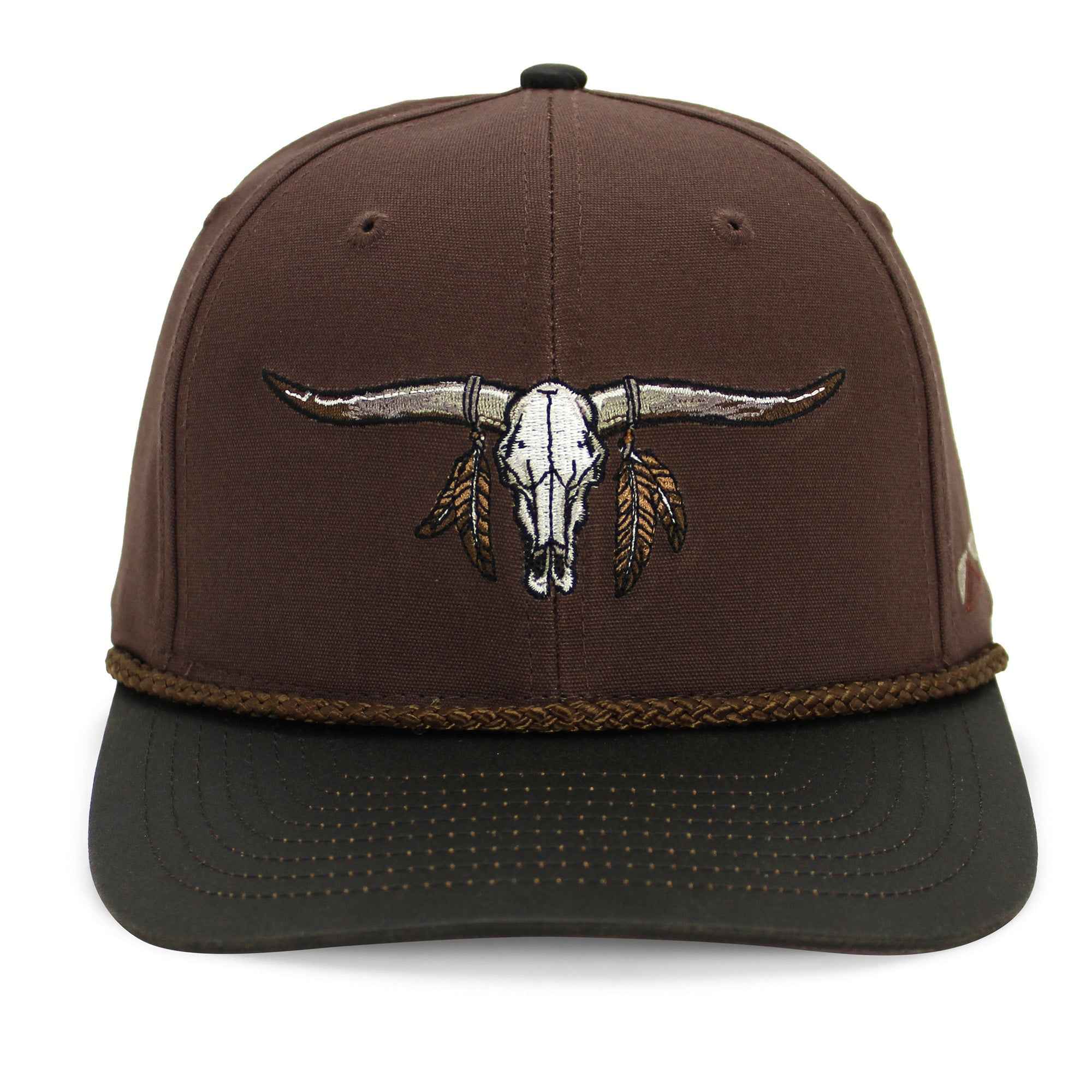 Longhorn Vintage, Snap-Back 6-Panel Hat with Wax Cloth Visor