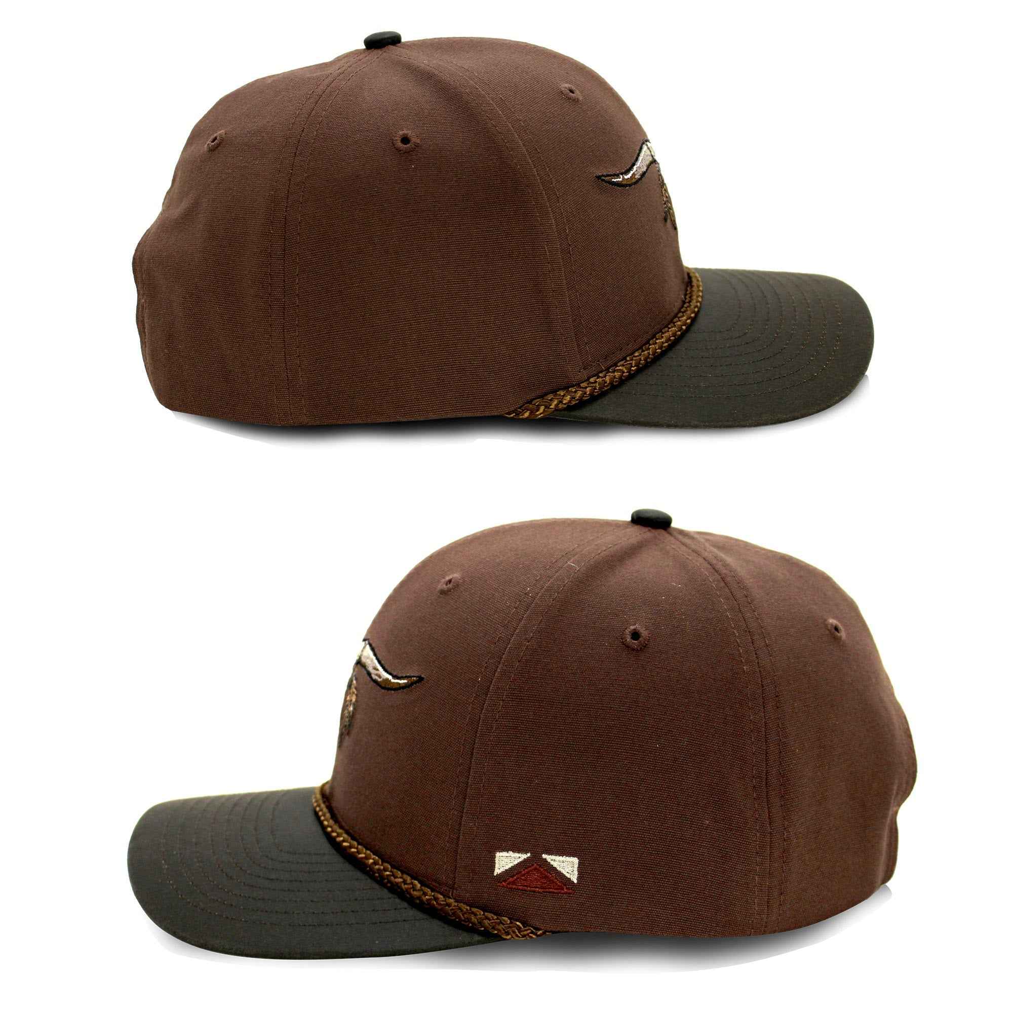 Longhorn Vintage, Snap-Back 6-Panel Hat with Wax Cloth Visor