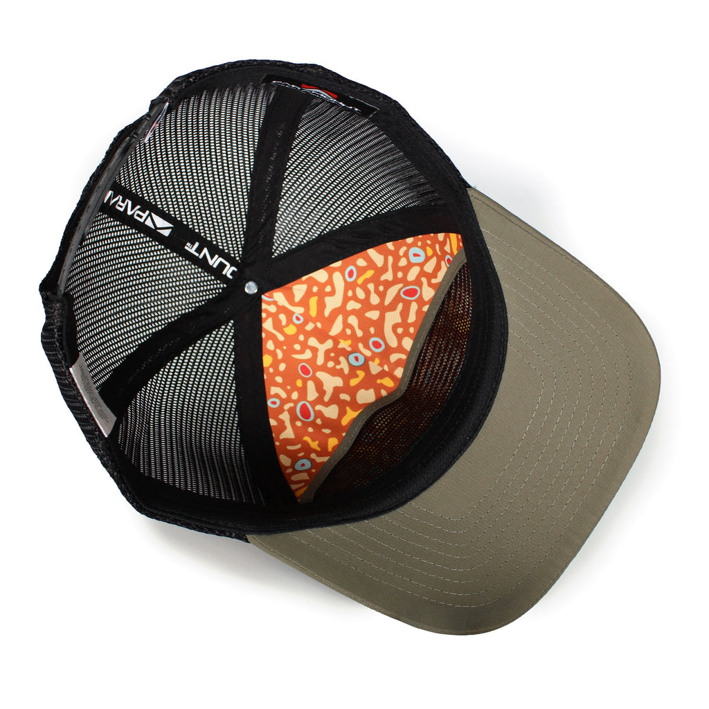 Brown Trout Tail Mesh Back Trucker Hat — Fly Fishing 5-Panel Cap