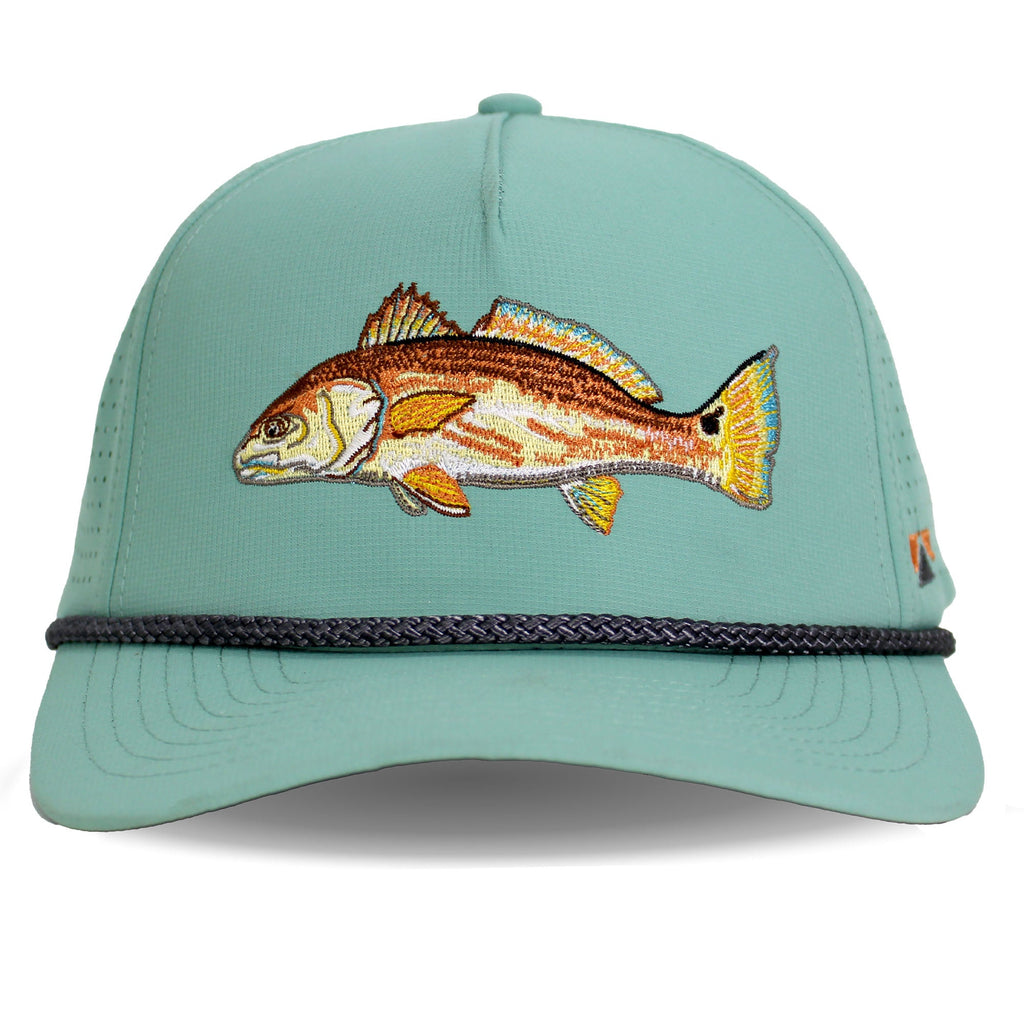 Redfish Perforated Performance Rope Cap — Breathable Fishing Trucker Hat