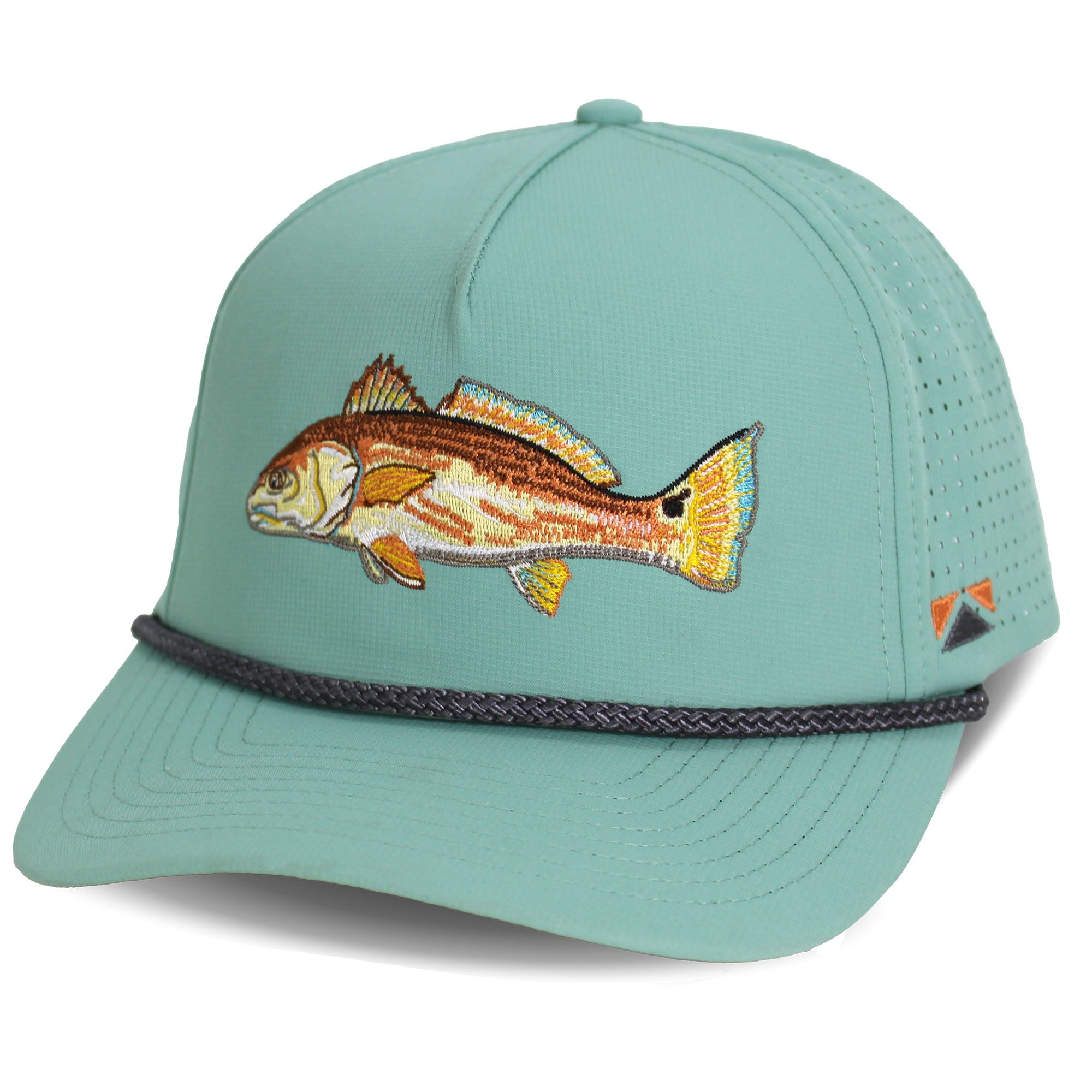 Redfish Perforated Performance Rope Cap — Breathable Fishing Trucker Hat