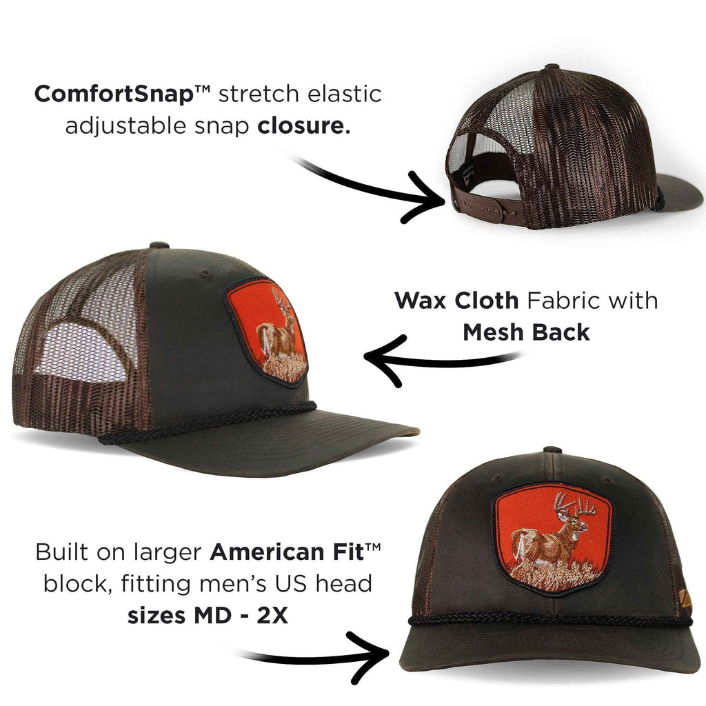Vintage Wax Cloth Snap-Back Deer Patch Cap