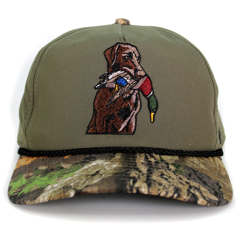 Chocolate Lab Camo Duck Hunting Trucker Hat | Clear Water Trading Co.