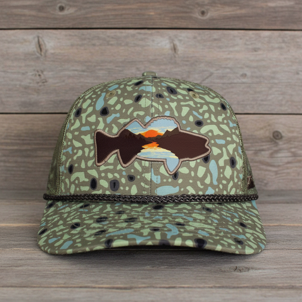 Sunset Walleye Hat 6-Panel | Riverside Snap-Back Trucker Hat