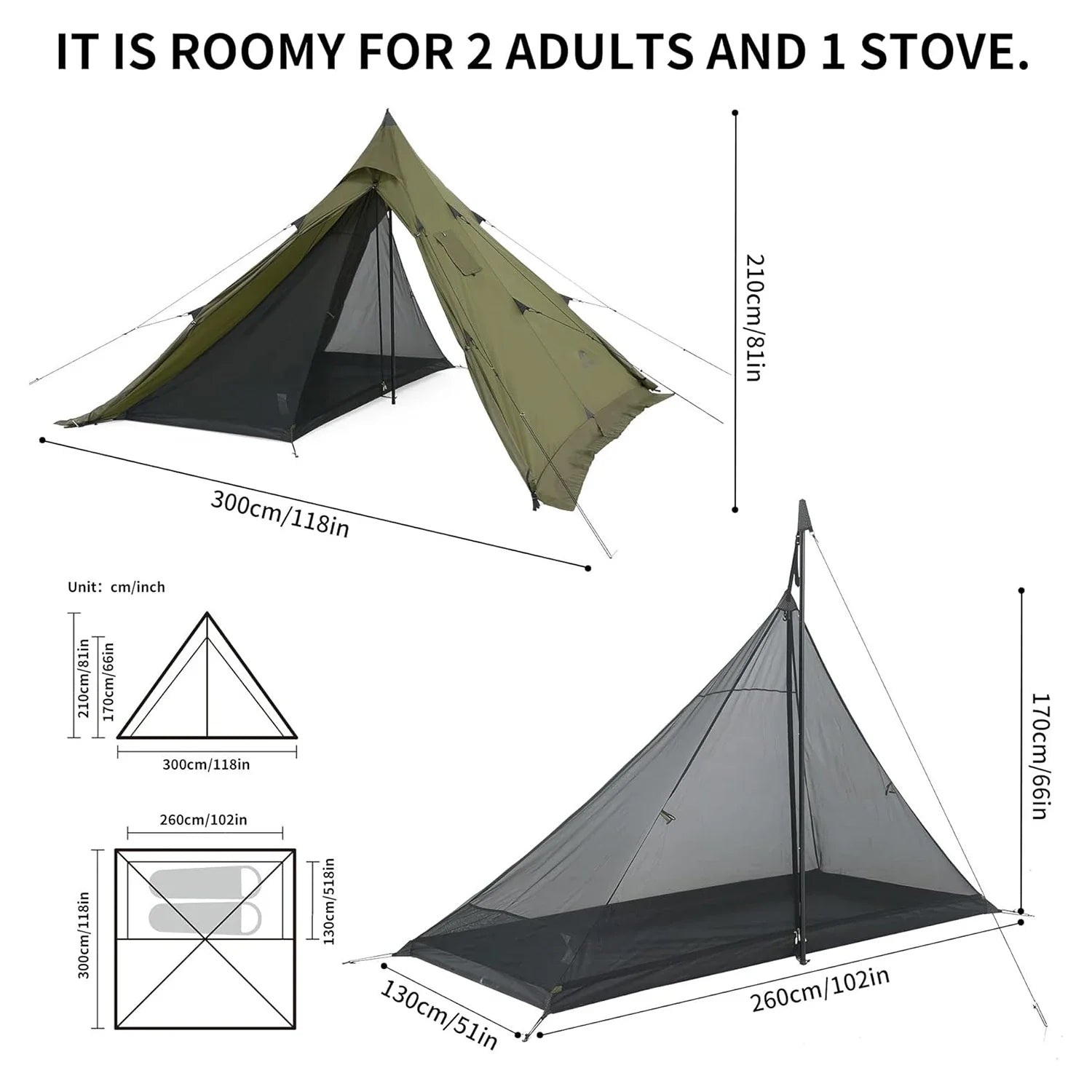 Naturehike Pyramid Tent | Ultralight 3-4 Person Bedroom + Living Area