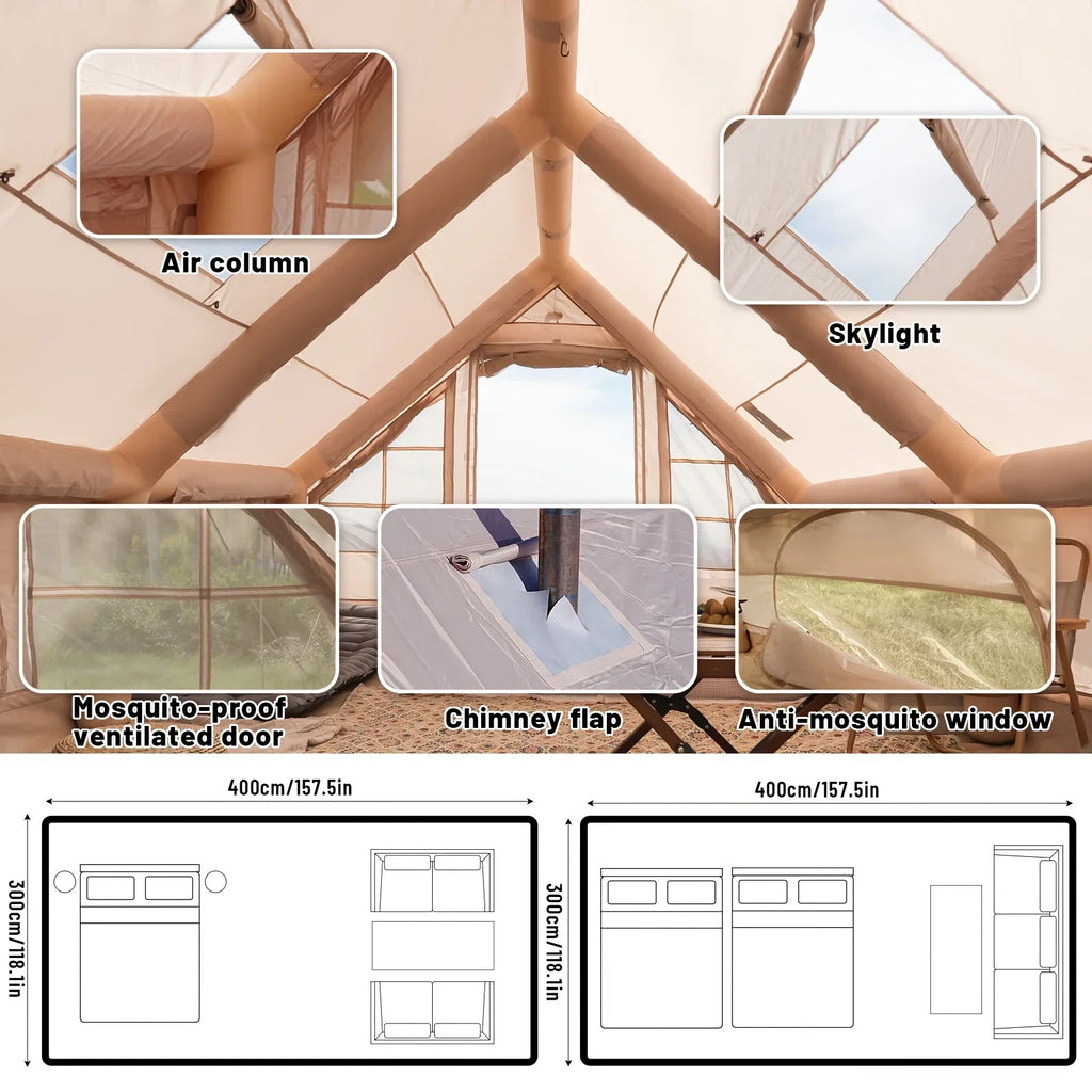 Basecamp Cabin Inflatable Tent | Skylight & All-Season Waterproof