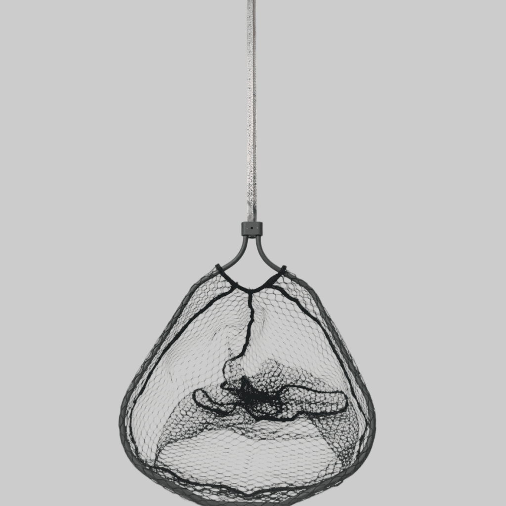 Fishing net with a fish on a white background