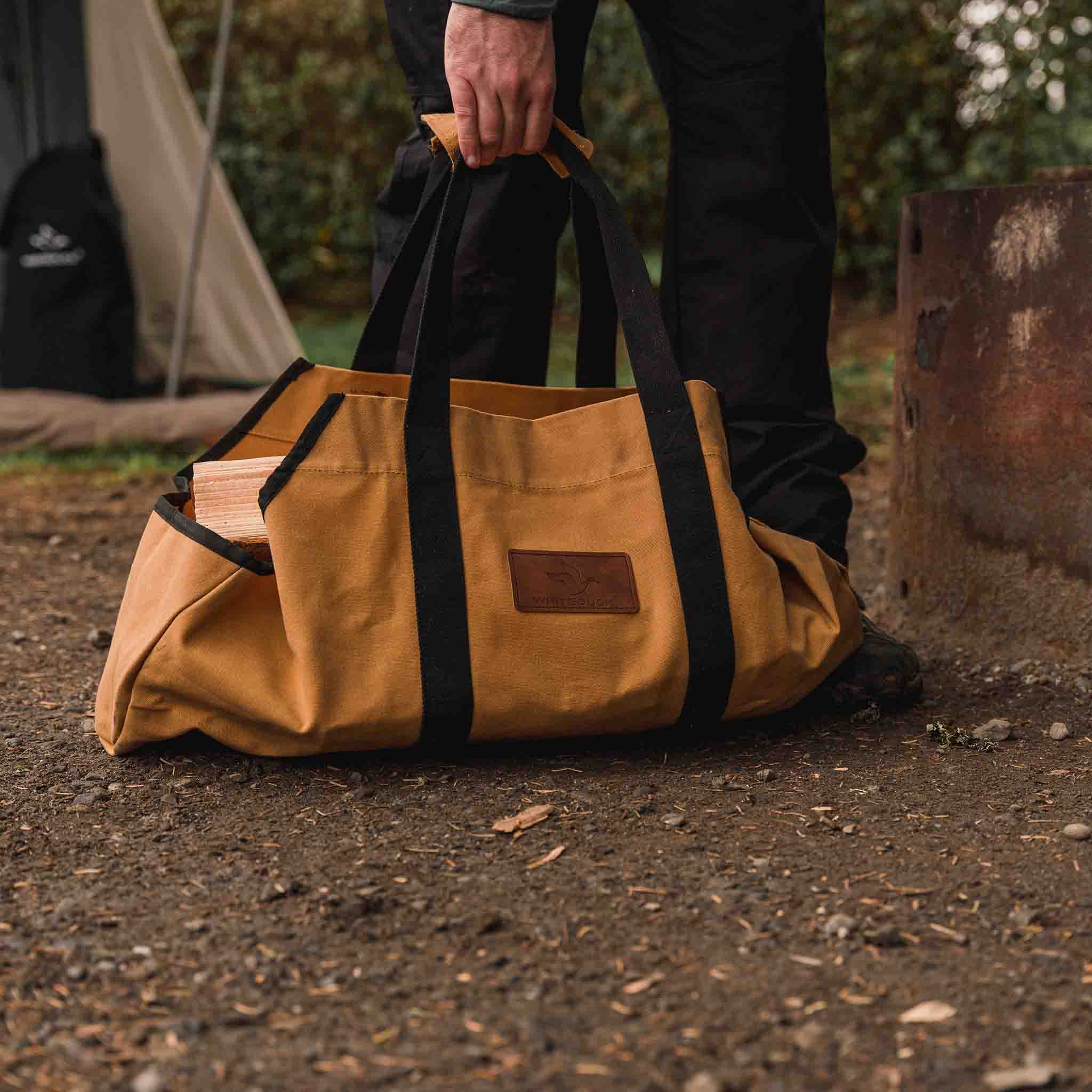 The Mayflower: Heavy-Duty Waxed Canvas Log Carrier