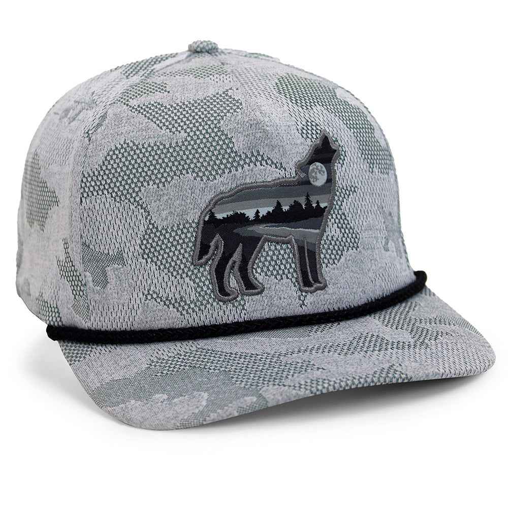 Wolf Howl Cloud Texture Snap-Back 5-Panel Rope Cap