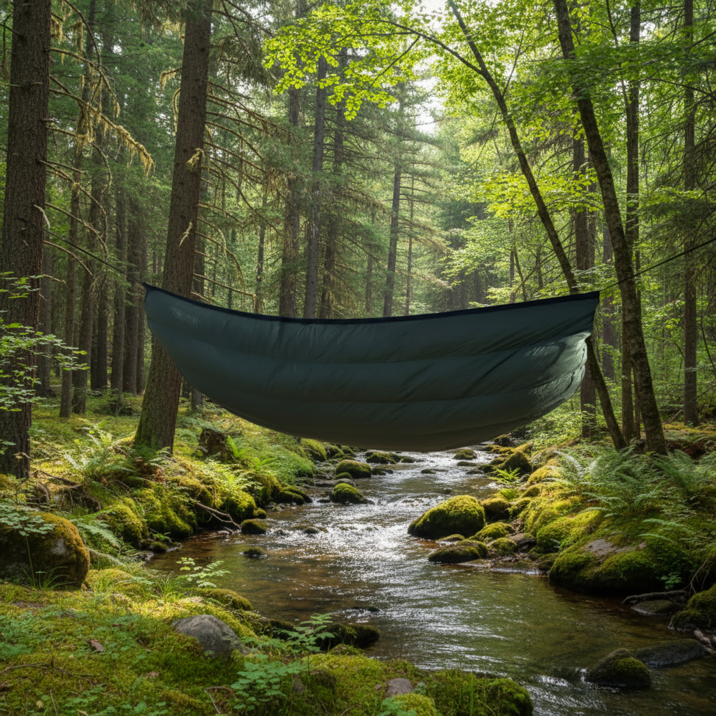 Black hammock on a white background