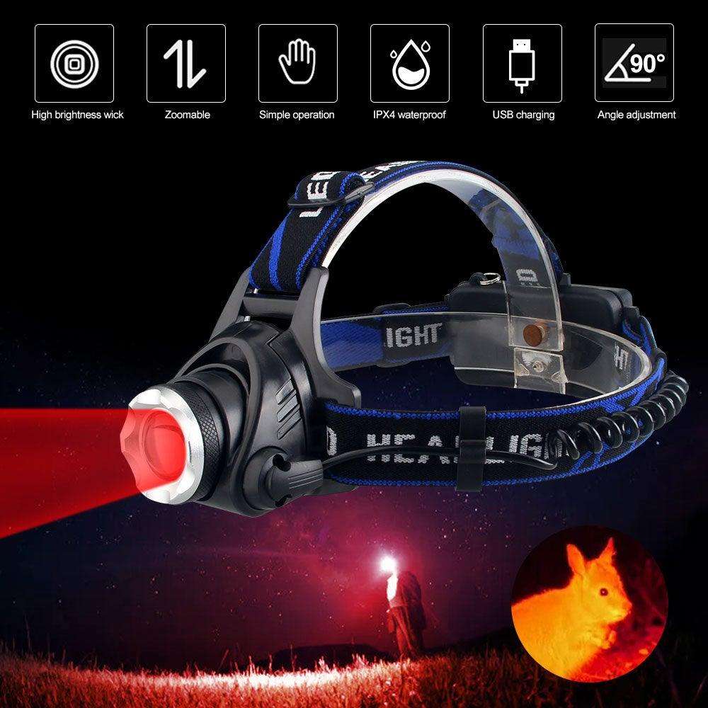 Clear Water Trading Co. — USB‑Rechargeable Multi‑Color Waterproof Headlamp (Green/Red/UV 395nm) - Clear Water Trading Co.
