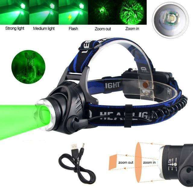 Clear Water Trading Co. — USB‑Rechargeable Multi‑Color Waterproof Headlamp (Green/Red/UV 395nm) - Clear Water Trading Co.