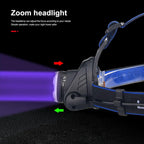 Clear Water Trading Co. — USB‑Rechargeable Multi‑Color Waterproof Headlamp (Green/Red/UV 395nm)