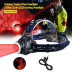 Clear Water Trading Co. — USB‑Rechargeable Multi‑Color Waterproof Headlamp (Green/Red/UV 395nm)