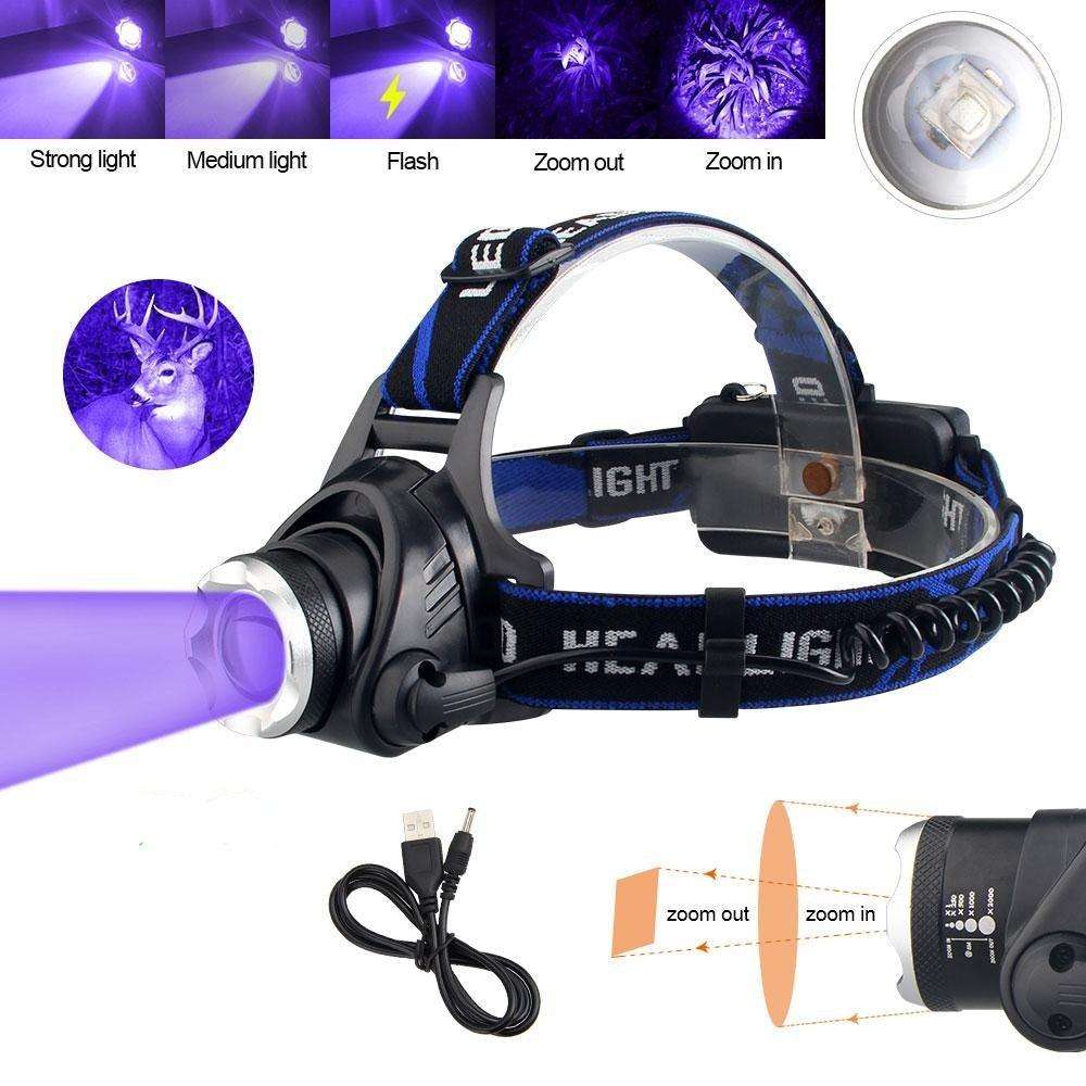 Clear Water Trading Co. — USB‑Rechargeable Multi‑Color Waterproof Headlamp (Green/Red/UV 395nm) - Clear Water Trading Co.