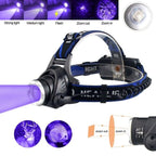 Clear Water Trading Co. — USB‑Rechargeable Multi‑Color Waterproof Headlamp (Green/Red/UV 395nm)