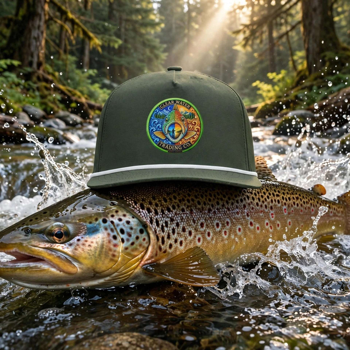 Premium Trout Badge Rope Style Trucker Hat