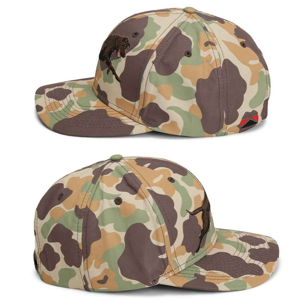 Chocolate Lab Vintage Camo Cap - 6-Panel Riverside Design