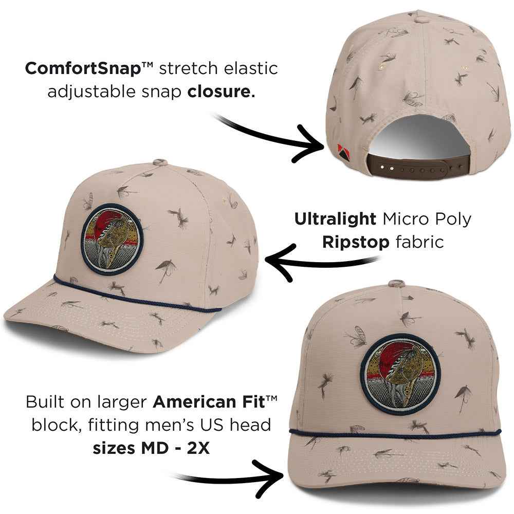 Dead Drift Fly Fishing Cap with Patch Rope and Exclusive Fly Pattern