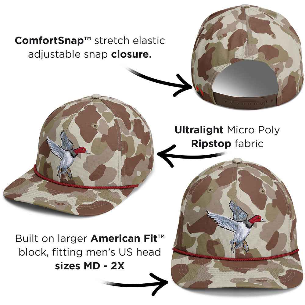 Redhead Duck Hat - 6-Panel Waterfowl Rope Cap for Outdoor Adventures