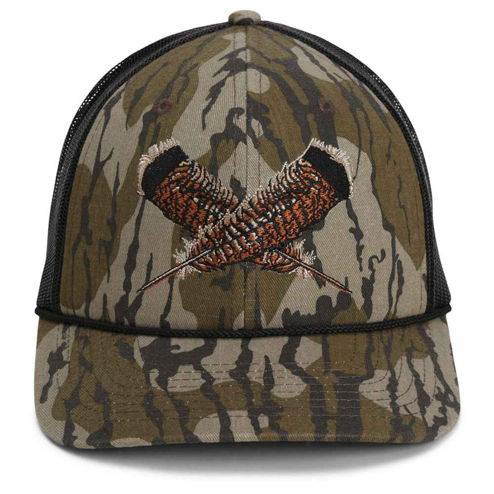Mossy Oak Bottomland Turkey Cap with Feather Meshback Design
