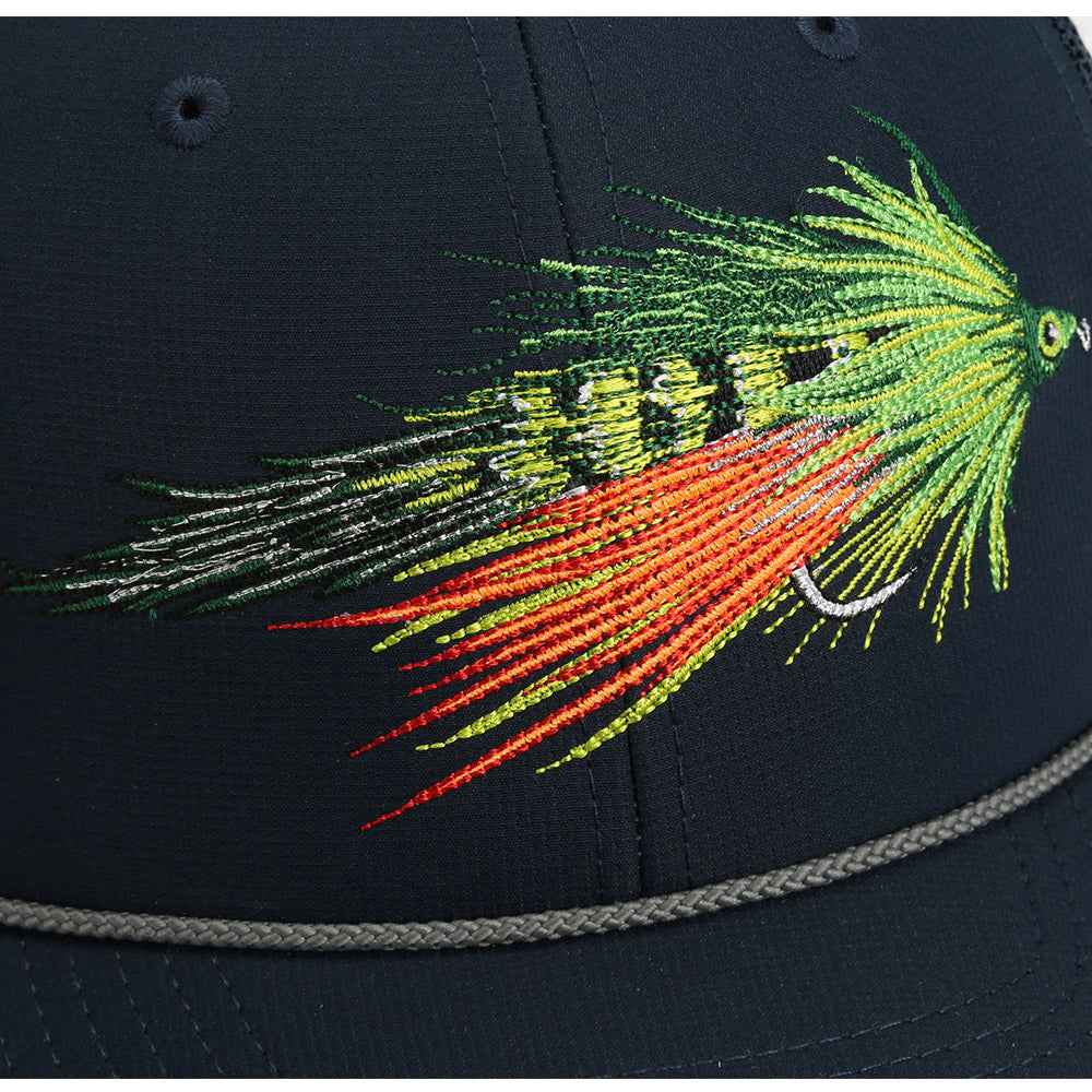 Fire Tiger Streamer Fly Fishing Cap - Mesh Back Rope Design for Comfort and Style