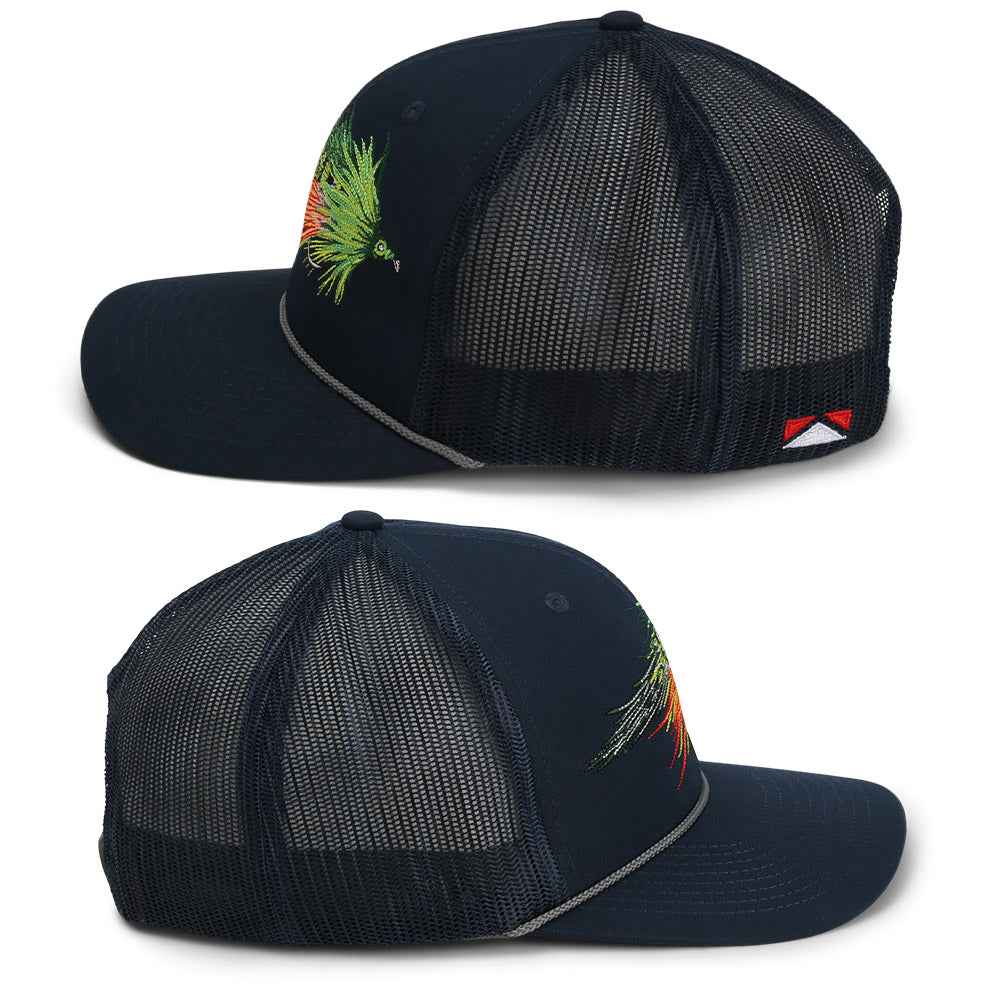 Fire Tiger Streamer Fly Fishing Cap - Mesh Back Rope Design for Comfort and Style