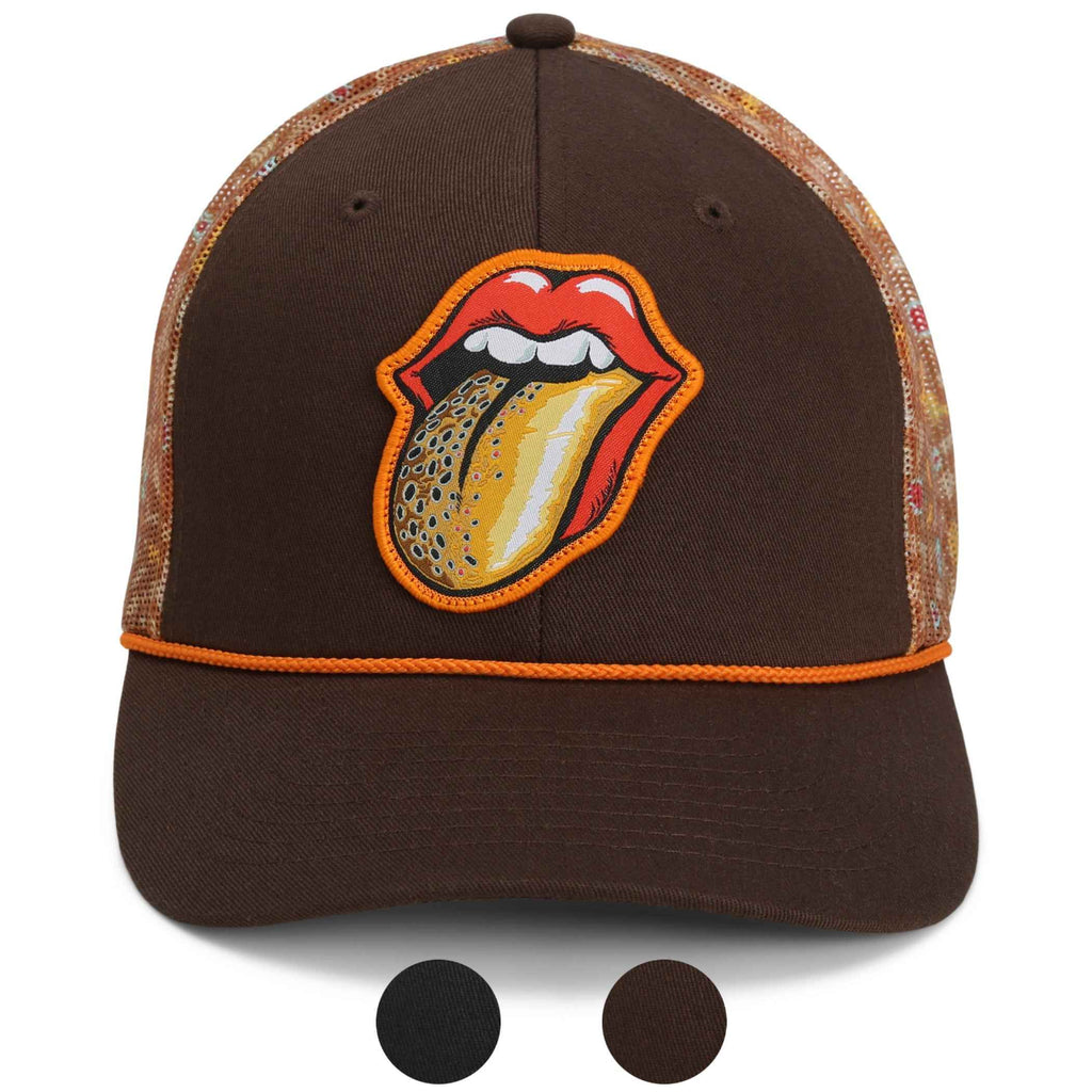 Trout Fishing Hat with Tongue Fly Patch and Mesh Back Rope Cap