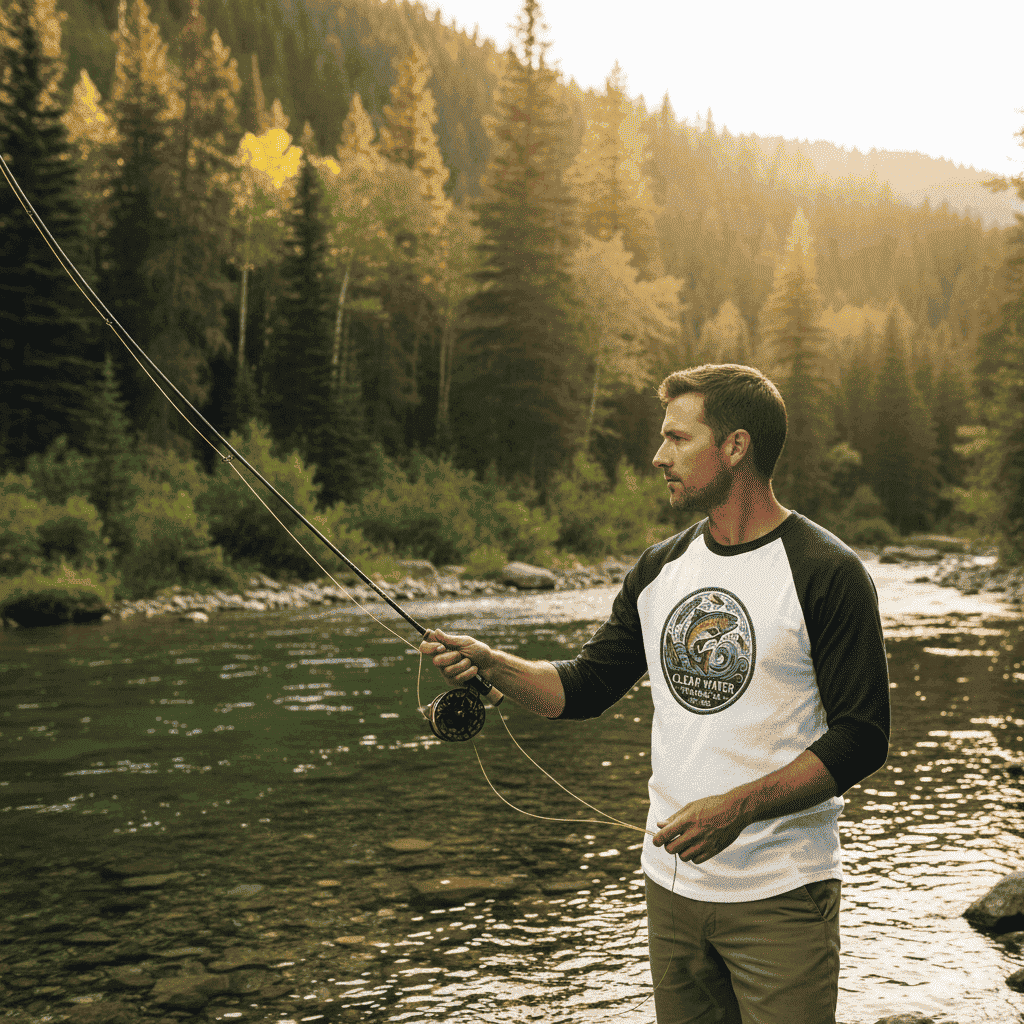 Retro Trout Raglan Lifestyle