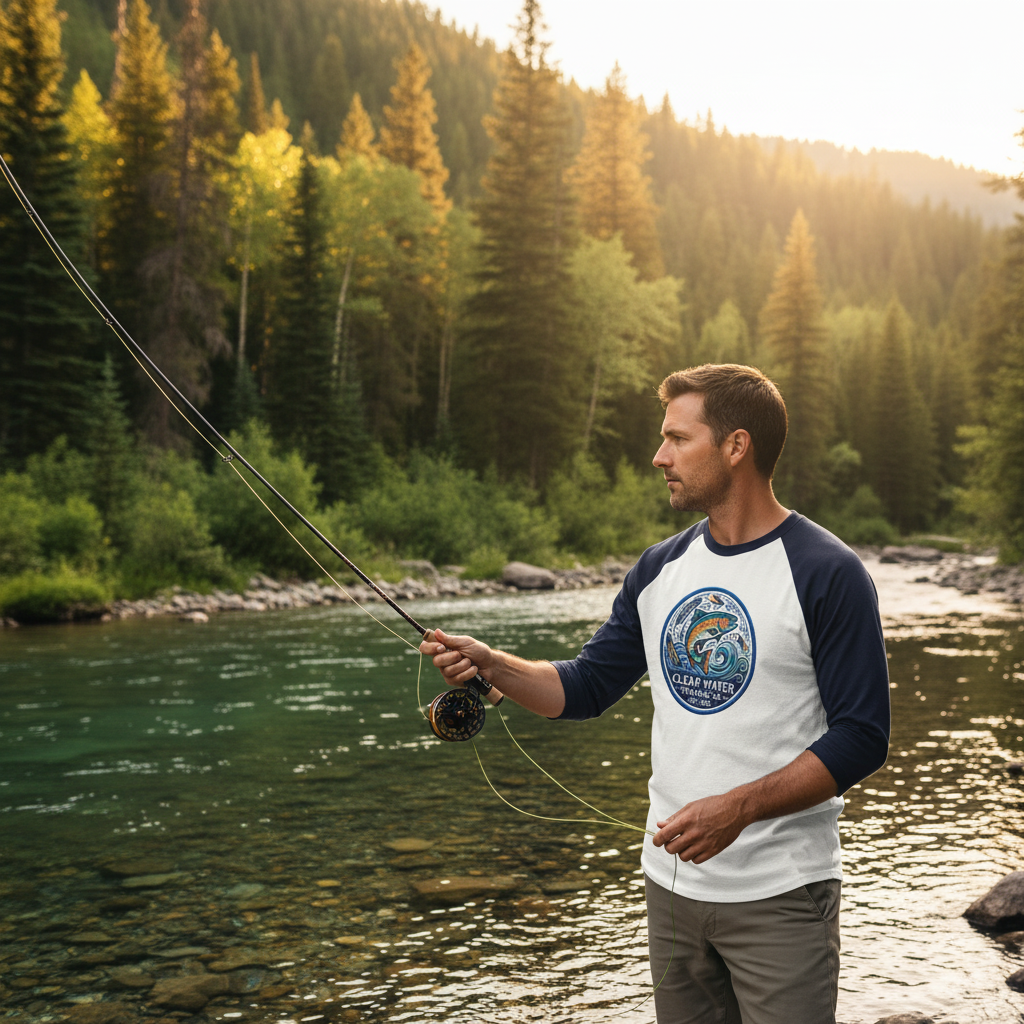 Retro Trout Raglan Lifestyle
