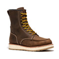 Men's 8" Wedge Sole Work Boots – ROCKROOSTER Mantua Soft Toe, Dark Brown Leather