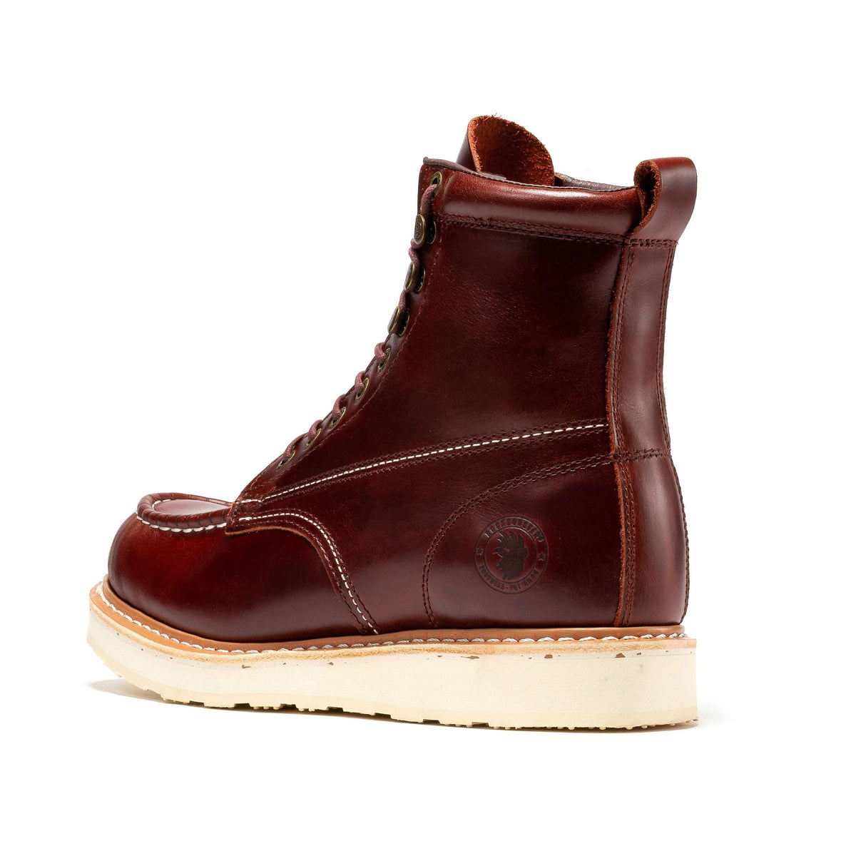 Men's 6" Wedge Sole Work Boots – ROCKROOSTER Norwood Soft Toe, Cherry Brown